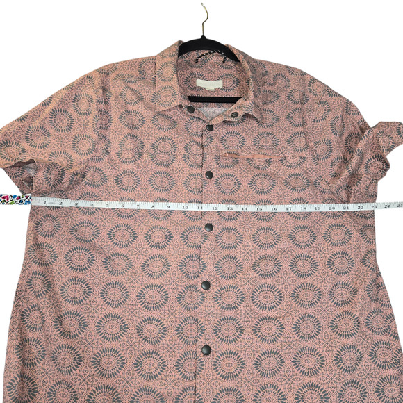 Eco Threads Womens Large Snap Up Shirt Dusty Rose Geometric Sustainable Recycled - Picture 10 of 14